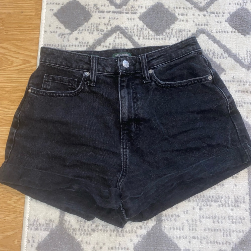 Black denim shorts